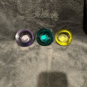 Crate&Barrel Set of Three Colorful Glass Candle Holders